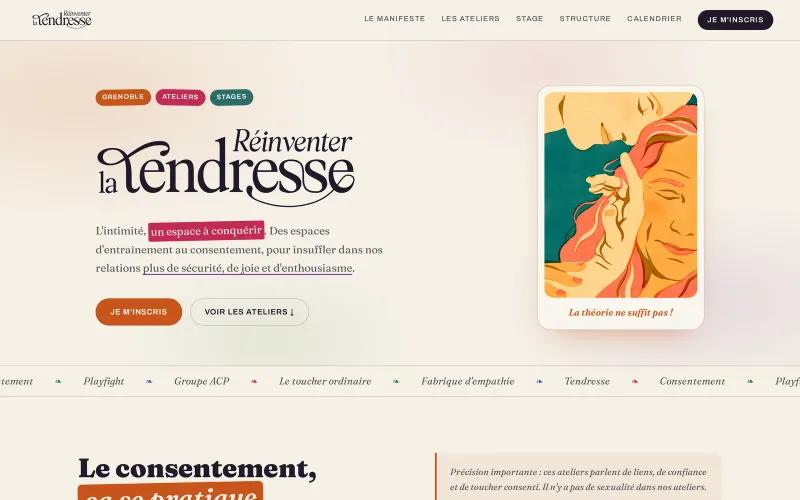 Capture du site Réinventer la Tendresse